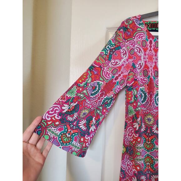 Laundry By Shelli Segal Multicolor Vibrant Boho Shift Mini Dress, Size Small - Picture 4 of 11